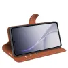 Coque portefeuille Phonesta Litchi Skin pour Oppo Reno15 Pro - Marron 4