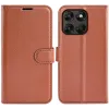 Coque portefeuille Phonesta Litchi Skin pour Motorola Moto G67/G77 - Marron 0