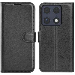 Coque portefeuille Phonesta Litchi Skin pour Motorola Signature - Noir