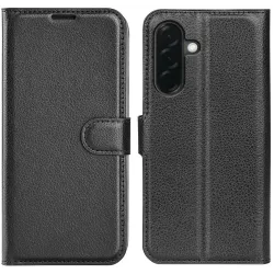 Coque portefeuille Phonesta Litchi Skin pour Samsung Galaxy A37 - Noir