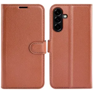Coque portefeuille Phonesta Litchi Skin pour Samsung Galaxy A57 - Marron