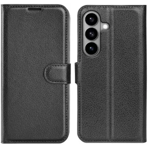 Coque portefeuille Phonesta Litchi Skin pour Samsung Galaxy S26 - Noir