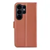 Coque portefeuille Phonesta Litchi Skin pour Samsung Galaxy S26 Ultra - Marron 2