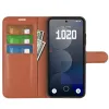 Coque portefeuille Phonesta Litchi Skin pour Nothing Phone (3a) Pro - Marron 3