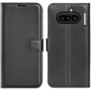 Coque portefeuille Phonesta Litchi Skin pour Nothing Phone (4a) - Noir