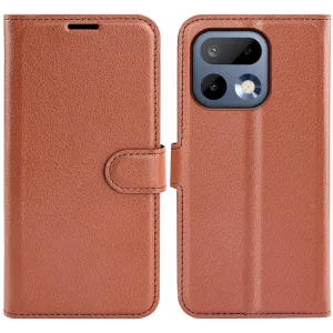 Coque portefeuille Phonesta Litchi Skin pour Realme 16 Pro - Marron