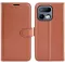 Coque portefeuille Phonesta Litchi Skin pour Realme 16 Pro - Marron