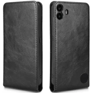 Coque portefeuille Phonesta Leather Vertical Flip pour Nothing CMF Phone 1 - Noir