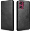Coque portefeuille Phonesta Leather Vertical Flip pour Motorola Edge 50 Fusion - Noir