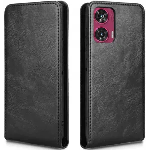 Coque portefeuille Phonesta Leather Vertical Flip pour Motorola Edge 50 Fusion - Noir