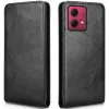 Coque portefeuille Phonesta Leather Vertical Flip pour Motorola Moto G84 - Noir