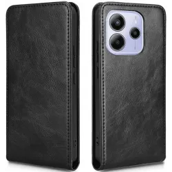 Coque portefeuille Phonesta Leather Vertical Flip pour Xiaomi Redmi Note 14 4G - Noir