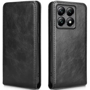 Coque portefeuille Phonesta Leather Vertical Flip pour Xiaomi 14T Pro - Noir