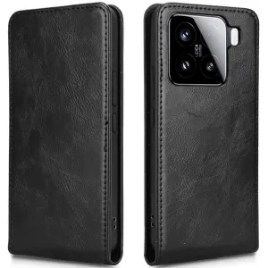 Coque portefeuille Phonesta Leather Vertical Flip pour Xiaomi 15 - Noir