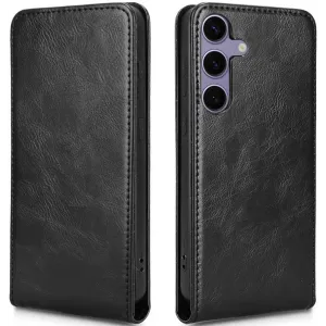 Coque portefeuille Phonesta Leather Vertical Flip pour Samsung Galaxy S25 Plus/S24 Plus - Noir