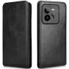 Coque portefeuille Phonesta Leather Vertical Flip pour Realme GT 7 Pro - Noir