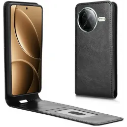 Coque portefeuille Phonesta Leather Vertical Flip pour Xiaomi Poco F7 Pro/F7 Ultra - Noir