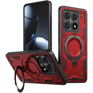 Coque arrière Phonesta MagLock Armor anneau et MagSafe pour Xiaomi 14T - Rouge