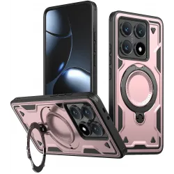 Coque arrière Phonesta MagLock Armor anneau et MagSafe pour Xiaomi 14T Pro - Or rose