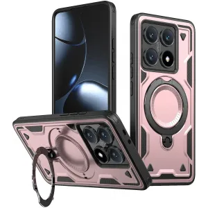 Coque arrière Phonesta MagLock Armor anneau et MagSafe pour Xiaomi 14T Pro - Or rose