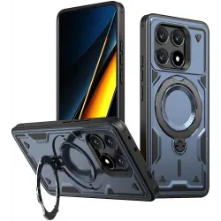 Coque arrière Phonesta MagLock Armor anneau et MagSafe pour Xiaomi Poco X6 Pro - Bleu foncé