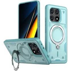 Coque arrière Phonesta MagLock Armor anneau et MagSafe pour Xiaomi Poco X6 Pro - Bleu clair
