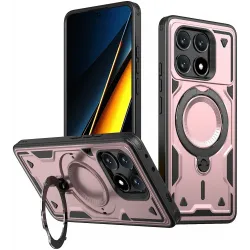 Coque arrière Phonesta MagLock Armor anneau et MagSafe pour Xiaomi Poco X6 Pro - Or rose