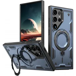 Coque arrière Phonesta MagLock Armor anneau et MagSafe pour Samsung Galaxy S25 Ultra - Bleu foncé