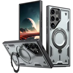 Coque arrière Phonesta MagLock Armor anneau et MagSafe pour Samsung Galaxy S25 Ultra - Gris
