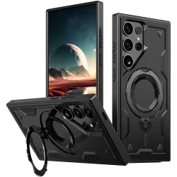 Coque arrière Phonesta MagLock Armor anneau et MagSafe pour Samsung Galaxy S25 Ultra - Noir