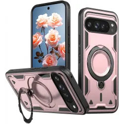 Coque arrière Phonesta MagLock Armor anneau et MagSafe pour Google Pixel 9 / 9 Pro - Or rose