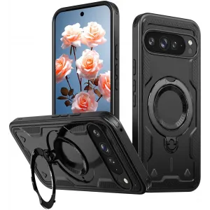 Coque arrière Phonesta MagLock Armor anneau et MagSafe pour Google Pixel 9 / 9 Pro - Noir
