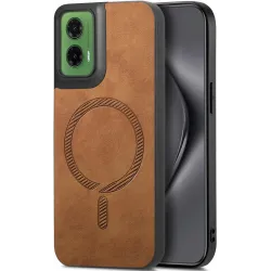 Coque arrière Phonesta Retro Vegan Leather MagSafe pour Motorola Moto G35 - Marron