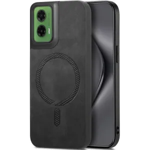 Coque arrière Phonesta Retro Vegan Leather MagSafe pour Motorola Moto G35 - Noir