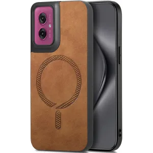 Coque arrière Phonesta Retro Vegan Leather MagSafe pour Motorola Moto G55 - Marron