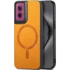 Coque arrière Phonesta Retro Vegan Leather MagSafe pour Motorola Moto G55 - Orange