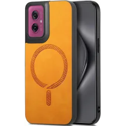 Coque arrière Phonesta Retro Vegan Leather MagSafe pour Motorola Moto G55 - Orange