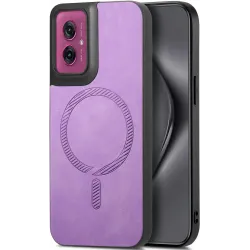 Coque arrière Phonesta Retro Vegan Leather MagSafe pour Motorola Moto G55 - Violet