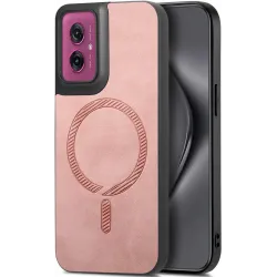 Coque arrière Phonesta Retro Vegan Leather MagSafe pour Motorola Moto G55 - Rose
