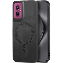 Coque arrière Phonesta Retro Vegan Leather MagSafe pour Motorola Moto G55 - Noir