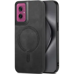 Coque arrière Phonesta Retro Vegan Leather MagSafe pour Motorola Moto G55 - Noir