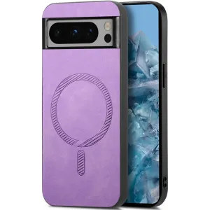 Coque arrière Phonesta Retro Vegan Leather MagSafe pour Google Pixel 9 Pro XL - Violet