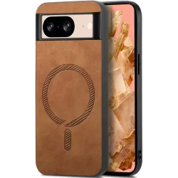 Coque arrière Phonesta Retro Vegan Leather MagSafe pour Google Pixel 9 / 9 Pro - Marron