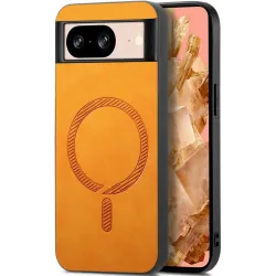 Coque arrière Phonesta Retro Vegan Leather MagSafe pour Google Pixel 9 / 9 Pro - Orange