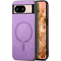 Coque arrière Phonesta Retro Vegan Leather MagSafe pour Google Pixel 9 / 9 Pro - Violet