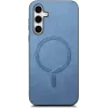 Coque arrière Phonesta Retro Vegan Leather MagSafe pour Samsung Galaxy S25/S24 - Bleu