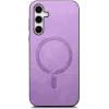 Coque arrière Phonesta Retro Vegan Leather MagSafe pour Samsung Galaxy S25/S24 - Violet