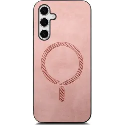 Coque arrière Phonesta Retro Vegan Leather MagSafe pour Samsung Galaxy S25/S24 - Rose