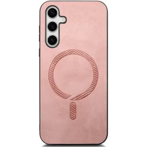 Coque arrière Phonesta Retro Vegan Leather MagSafe pour Samsung Galaxy S25/S24 - Rose