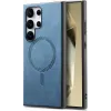 Coque arrière Phonesta Retro Vegan Leather MagSafe pour Samsung Galaxy S25 Ultra - Bleu